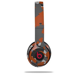 WraptorSkinz Skin Compatible with Beats Solo 4, Solo 3 and Solo 2 Wireless Headphones - WraptorCamo Old School Camouflage Camo Orange Burnt - Decal Vinyl Wrap (Headphones NOT Included)