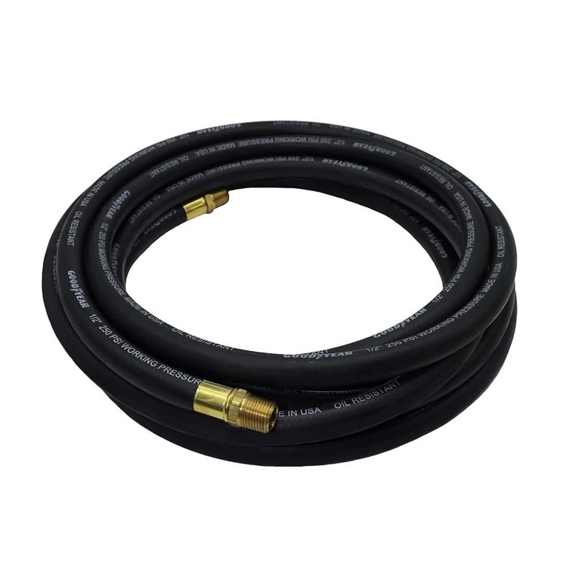 Goodyear 50' x 1/2" Rubber Air Hose Black, 250 Psi,
