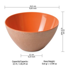 OMADA Design - Salad Bowl 3.5 L - Plastic and Wood Container - Durable and Shatterproof Bowl - Made in Italy - Ecoliving Line