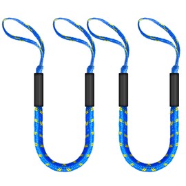 ZRSCHYG 4FT Bungee Dock Lines for Boats with Loops – Shock Absorbent Mooring Rope, Perfect Boat/Jet Ski/Pontoon Accessories, Boating Gift for Men 2 PCS (Blue&Yellow)