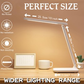 LED Desk Lamp, IGGDOQI Portable Table Lamp with USB Charging Port, Touch Control, Folding Eye-Caring, 3 Color Modes Stepless Dimming, Multifunction Study Lamp for Kids, Home, Office
