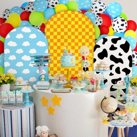 Foilswirl 34 Pieces Football Party Decorations 4ft 5ft 6ft Football Spandex Arch Backdrop Cover Dark Green Black Beige Brown Foil Balloons for Sports Game Birthday Party Decor