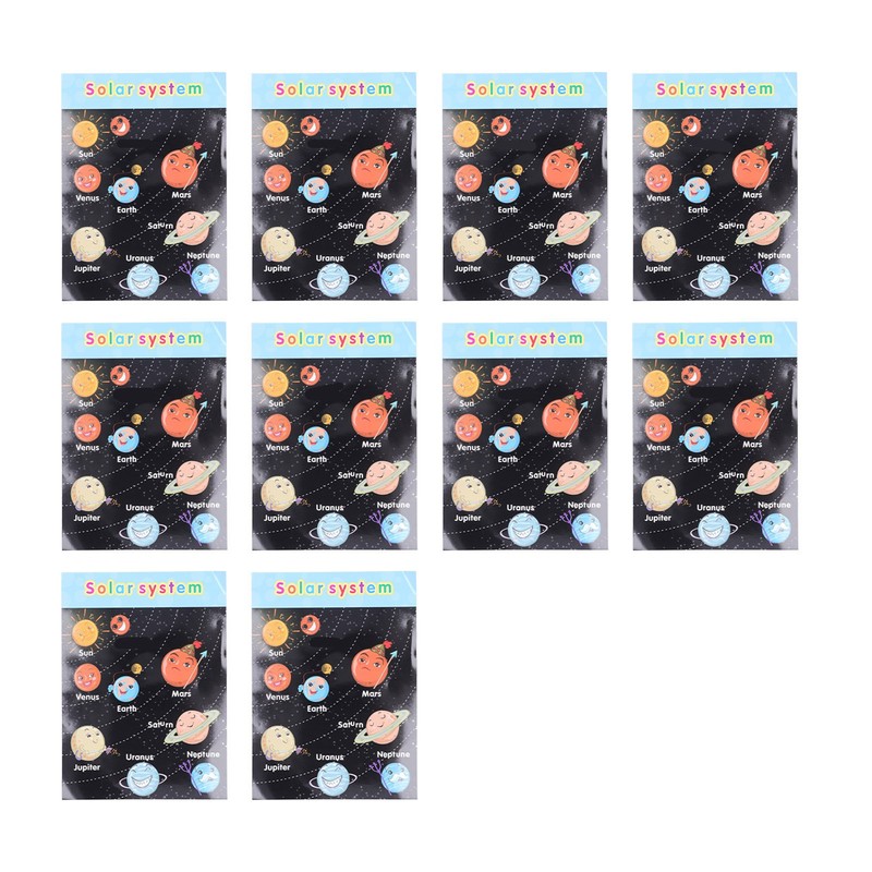 10pcs Children Cartoon Cute Solar System Poster Home School Planet