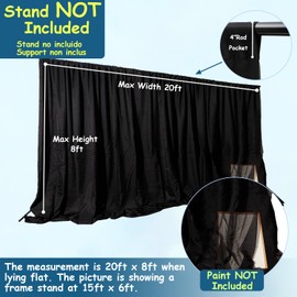 Two Layers Backdrop Made with One Piece Chiffon Tulle & Polyester for Professional Extra Wide Blackout Curtains (Black, 20 x 8 ft)