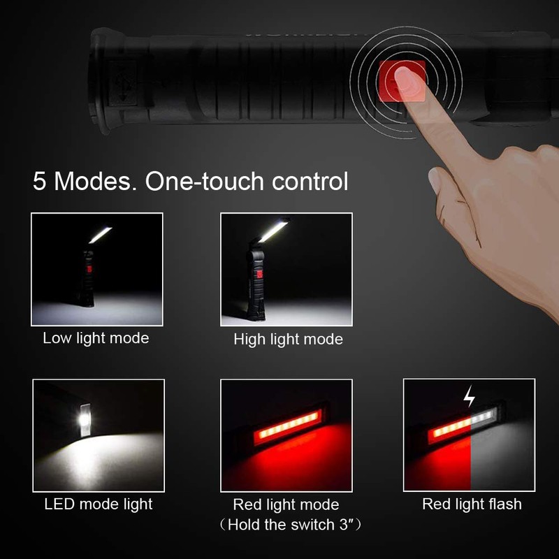 2Pack LED Work Lights, USB Rechargeable COB Light with Magnetic