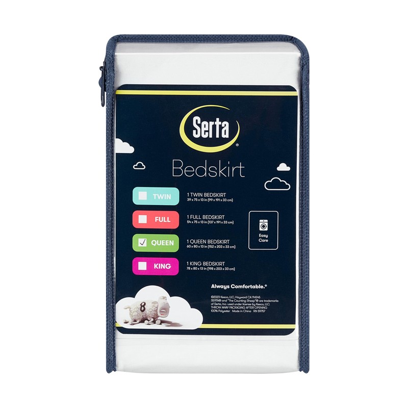 SERTA Modern Solid Bed Skirt, Hotel Quality Dust Ruffle with