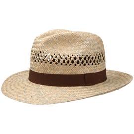 Lipodo Albany Bogart Men's Straw Hat - Beach Hat Made in Italy - Straw Sun Hat - Summer Hat Spring/Summer - Hat with Grosgrain Ribbon - Bogart Hat, natural