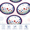 Grencian 50 Pcs 4th of July Flower Oval Paper Plates