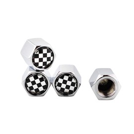 XDG 4Pcs Valve Stem Caps Fashion Black & White Checkered Design Car Tire Zinc Alloy Chrome with Rubber Ring for Mini Coopers R50 R51 R52 R53 R55 R56 R57 R58 R59 R60 R61 F55 F56 Styling Decoration