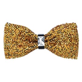 Oliver George Rhinestone Bow Ties for Men -Pre Tied Sequin Bowties Men with Adjustable Length, Jewel Bow Tie Gold