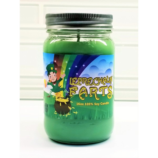 Leprechaun Farts ~ St. Patrick's Day Scented Candle Soy Wax Candle ~ Aromatherapy ~ Soy Candles Burn Cleaner ~ Made in USA. Gift for Special Occasions ~ S&M Candle Factory (Green, 16oz)