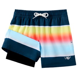 Angel season - Traje de baño elástico para niños, con forro de compresión, para niños, talla 2-8, Arco iris de gradación, 2 Años