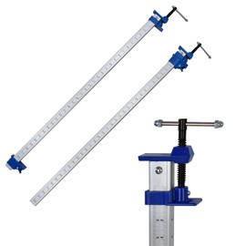 FEIRONG 36 Inch Bar Clamps (2 Pack) - 330LB Capacity, Dual-Scale Ruler (Inch & CM) & 90° Angled Jaws for Woodworking, Cabinet Installation, DIY Projects (Blue)