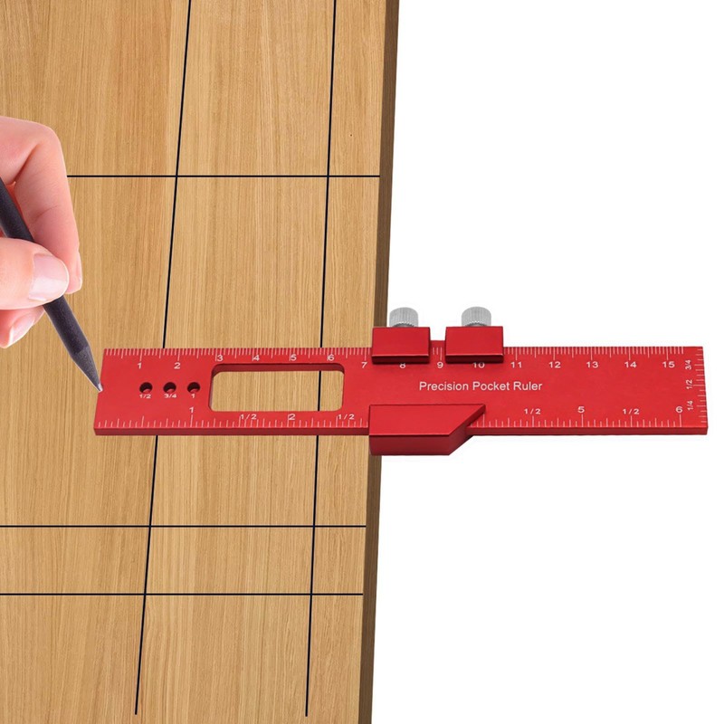 Metric Ruler - Pocket Metal Slide Stop Marking Ruler |