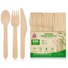 Mwellewm 100% Compostable Cutlery Set Wooden Utensils Disposable Silverware