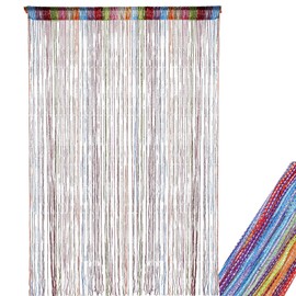 HFMYGS Thread Curtain, Door Curtain, Fly Curtain, Patio Door, Door Curtains, Fly Protection, Thread Curtain, Opaque, Glitter Thread Curtain, Door Curtains (Rainbow 200 x 100 cm)