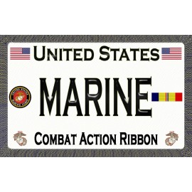 Marine - Combat Action Ribbon - Magnetic Car Sign - 6in X 3.75in