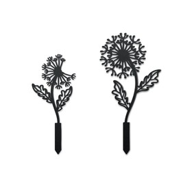 WADORN 2 Styles Dandelion Decorative Metal Garden Stakes, Funny Metal Flower Statues for Outdoor Dandelion Silhouette Ornament Gifts Funny Flower Decoration for Outdoor Garden Backyard