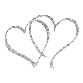 Bargain Max Decals Two Glitter Hearts Silver Window Laptop Car Sticker 3"