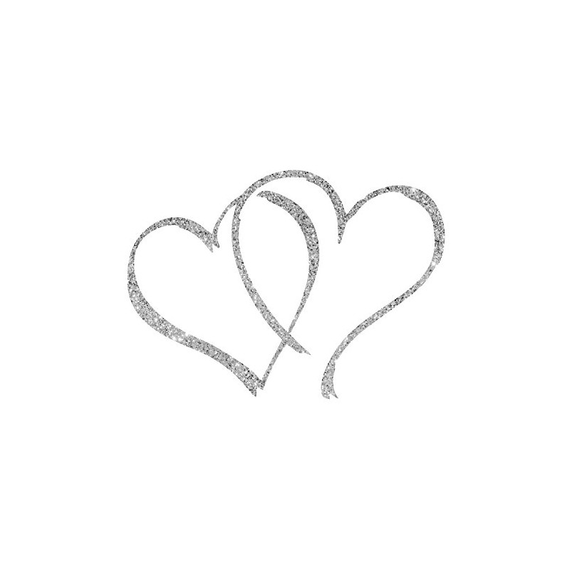 Bargain Max Decals Two Glitter Hearts Silver Window Laptop Car