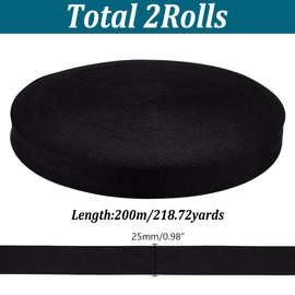 arricraft 219 Yards Black Polyester Webbing Strap, 1 Inch Heavy Duty Webbing Tape Roll for Webbing Bag Handles, Dog Leash, Seat Belt, Backpack Handles, Rescue Rope, Indoor or Outdoor Gear