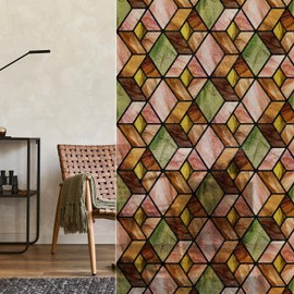 ChicSkin Hand Drawn Textured Stained Glass Window Film Privacy, Watercolor 3D Visual Decorative Window Film for Glass Door Window, Boho Sunset Window Clings 16.9"X118.1"