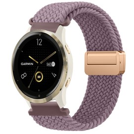 Vancle 18 mm Bracelet for Garmin Venu 2S/Venu 3S/Vivoactive 4S/Vivomove 3S/Forerunner 255s Music/265s Women Men, Adjustable Braided Nylon Replacement Straps, 18 mm Watch Strap (Purple)