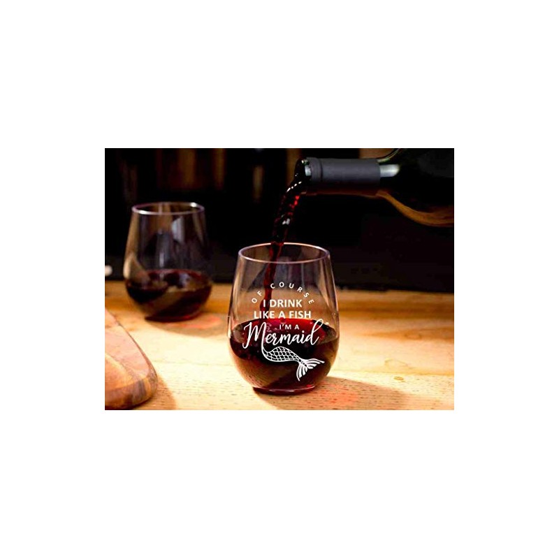 GSM Brands Stemless Wine Glass for Mermaid Gifts - Made