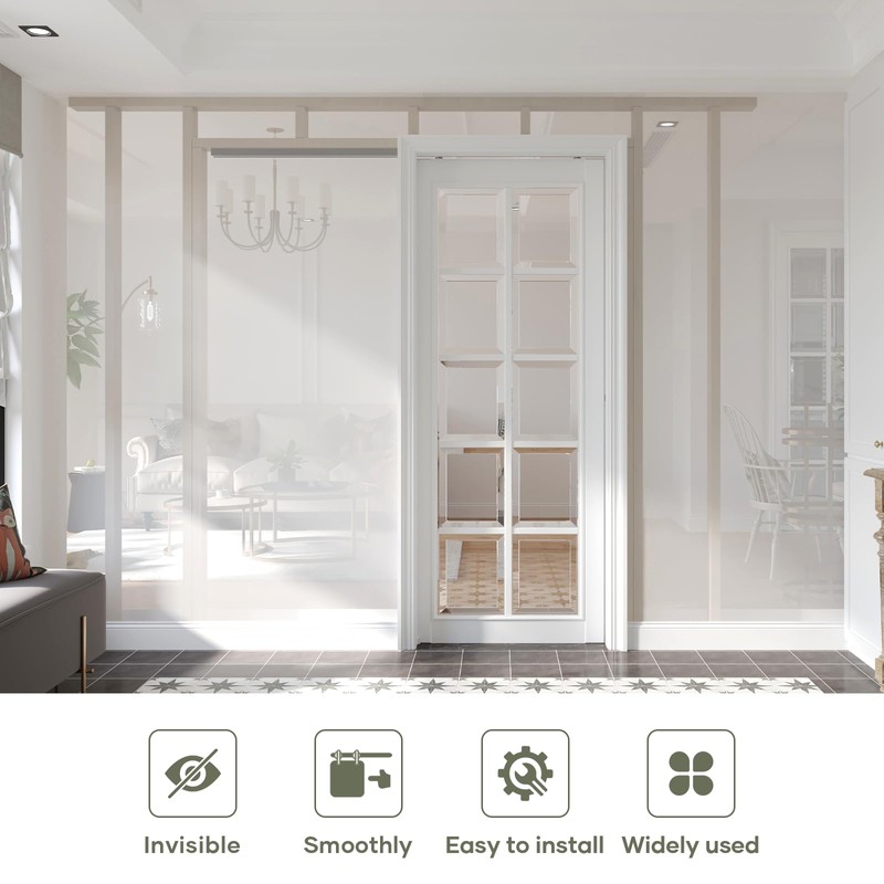 EaseLife 6FT/72in Sliding Pocket Door Hardware Kit Black, Commercial Grade,