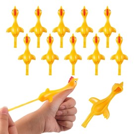 WUSJCOF Pack of 10 Slingshot Chicken Stretches Flying Fingers Stretchy Funny Children's Toy Slingshot Rubber Catapult for Party Bags Children's Birthday Party Favours