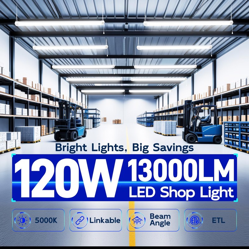 hykolity 4FT 120W LED Shop Light Linkable, 13000lm(400w Equivalent), 5000K