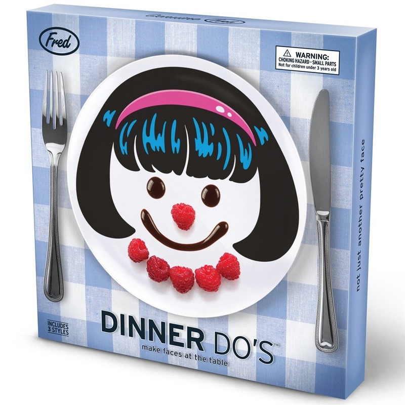 Dinner Do's Kids Dinnerware Plates Food Faces-Set of 3-Girl's Style
