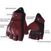 Harssidanzar Mens Fingerless Half Finger Goatskin Leather Motorcycle Gloves GM037,Oxblood/Black,