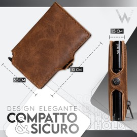 WLine Slim Men's RFID Wallet Compact Elegant Credit Card Holder for Men Women Shielded PU Leather - Card Holder for Men, tan vintage, Modern