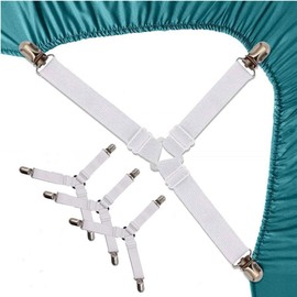 4 Piezas Sujeta Sabanas Sujetador de Sabanas Sujetadores de Sábana de Cama Sujetadores de Sábana de Cama Triángulo Ajustable Tirantes Elásticos Sujetador para Sábanas Fundas de Colchón Sofá (blanco)