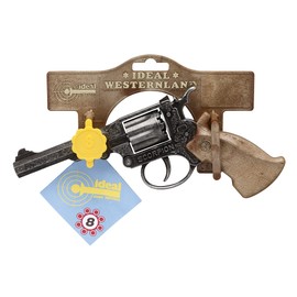 Schrödel J.G. 1068271 Scorpion antik: Spielzeugpistole für Zündplättchen-Munition, passend für Cowboys und Sheriffs, 8 Schuss, 22 cm, grau / silber (106 8271)