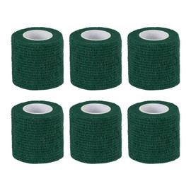 PATIKIL 1" x 177" Self Adhesive Bandage Wrap, 6 Pcs Elastic Self Breathable Self Adherent Wrap Tape for Stretch Athletic Sports Wrist Ankle Outdoor Tape, Dark Green