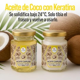 Ga Tlali – Aceite Capilar de Coco y Keratina 120g – Control de Frizz – Hidratación Natural – Sin Químicos – Todo Tipo de Cabello – Hecho en México