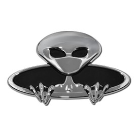 Elektroplate Exclusive Metalhead Collection Alien Chrome All Metal Emblem for Cars, Trucks, and All Auto | Universal Fit at 2.6" x 4.0" | Weatherproof
