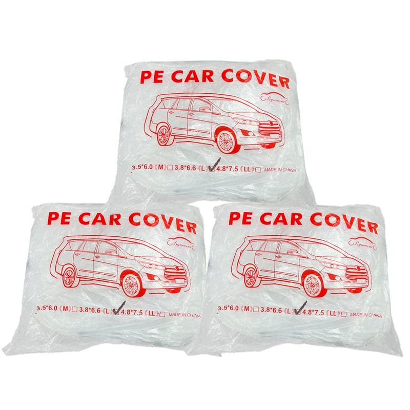 LuliKa 3 Packs Disposable Car Cover Clear Plastic Car Cover