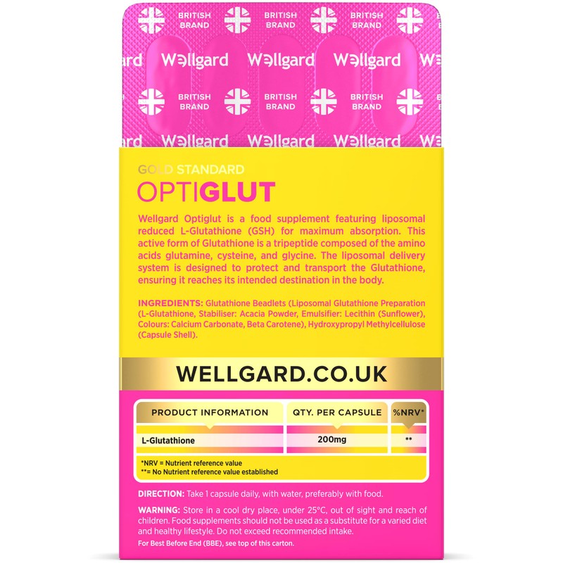 Liposomal Glutathione 200mg, Wellgard Optiglut - High Absorption Reduced L-Glutathione