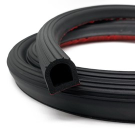 Tintvent D Shape EPDM Rubber Seal Strip, Self-Adhesive Rubber Weather Stripping for Boat, Auto, RV, Marine, Garage Doors/Window and More, W:1"; H:1.1"; L:20Feet