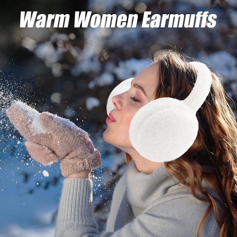 RANOME Fluffy Ear Muffs Winter Women Foldable Fuzzy Earmuffs for