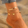 Handcess Boho Butterfly Anklets Layered Gold Ankle Bracelets Beach Snake