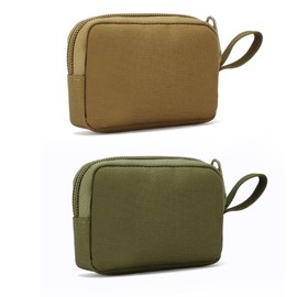 Coin Pouch for Men，2Pcs Outdoor Coin Purse,Mini Key Wallet Holder,Zipper Pocket Case Bag ​for Coin Headset Keychain (Khaki+Olive)