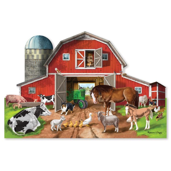 Melissa & Doug Busy Barn Shaped Floor Puzzle, Model Number: 2923