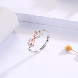 925 Sterling Silver Mom Nana Sister Daughter Bestie Ring for Women I Love You Forever Mothers Day Christmas Birthday Rings Jewelry Gifts (Nana, 8)