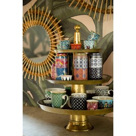 IMAGES D'ORIENT Gift Set 2 in 1 Metal Tins with 2 x 90 ml Porcalain Espresso Cups Mocha Cups Colourful Oriental Patterned