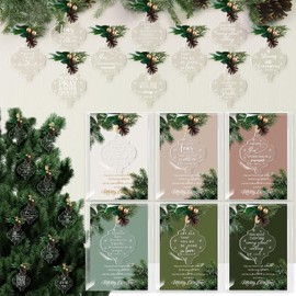 Kasyat 30 Set Christmas Christian Ornaments Bulk Religious Acrylic Hanging Ornaments Bible Verse Lantern Ornament with Cards Pine Cone Ribbon Church Baptism Gift for Family Pray Christmas Tree Decor