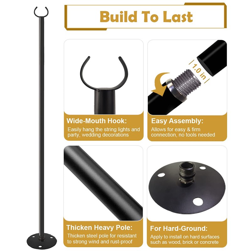 Derkniel 10 FT Outdoor String Light Pole Stand for Hard